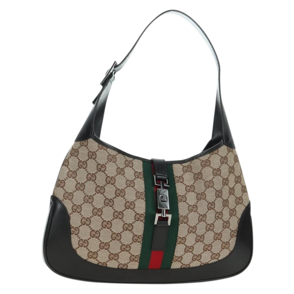 GUCCI GG Canvas Schultertasche Schwarz Gold 