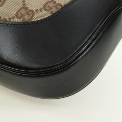 GUCCI GG Canvas Schultertasche Schwarz Gold 