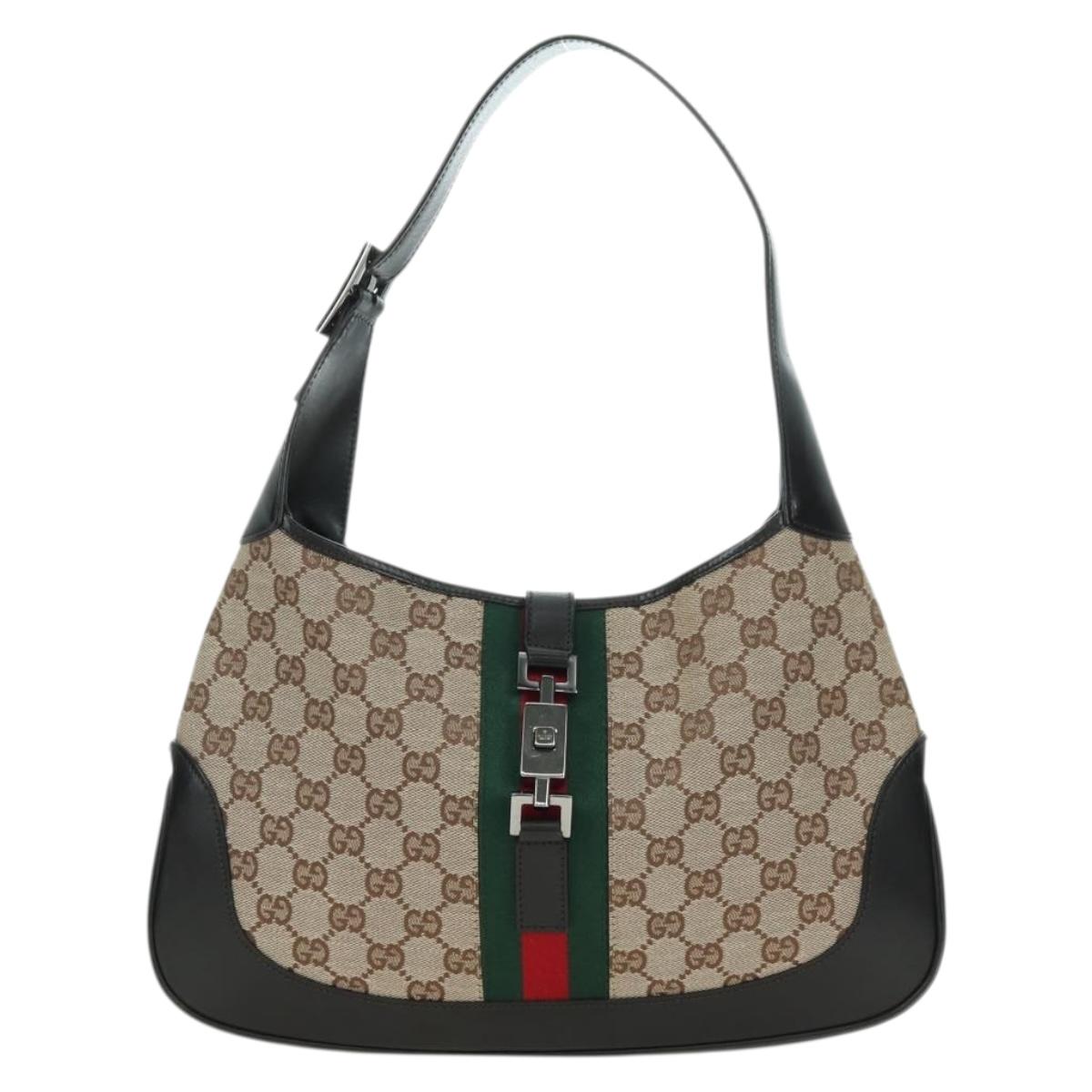 GUCCI GG Canvas Schultertasche Schwarz Gold 