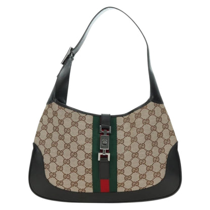 GUCCI GG Canvas Schultertasche Schwarz Gold 