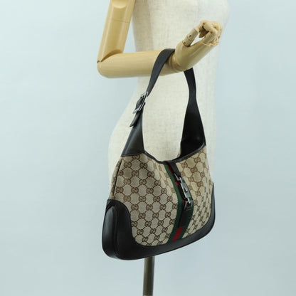 GUCCI GG Canvas Schultertasche Schwarz Gold 