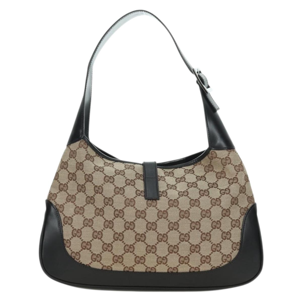 GUCCI GG Canvas Schultertasche Schwarz Gold 
