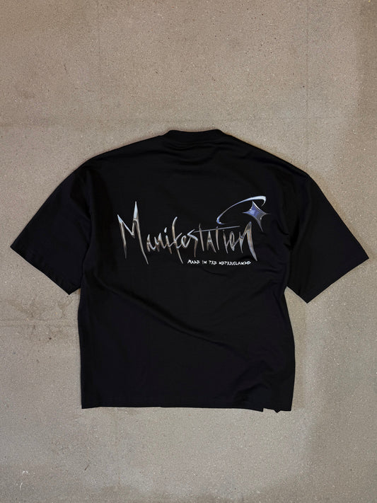Black/Blue Manifestation y2k Lightweight Statement Tee (made in NL 🇳🇱)