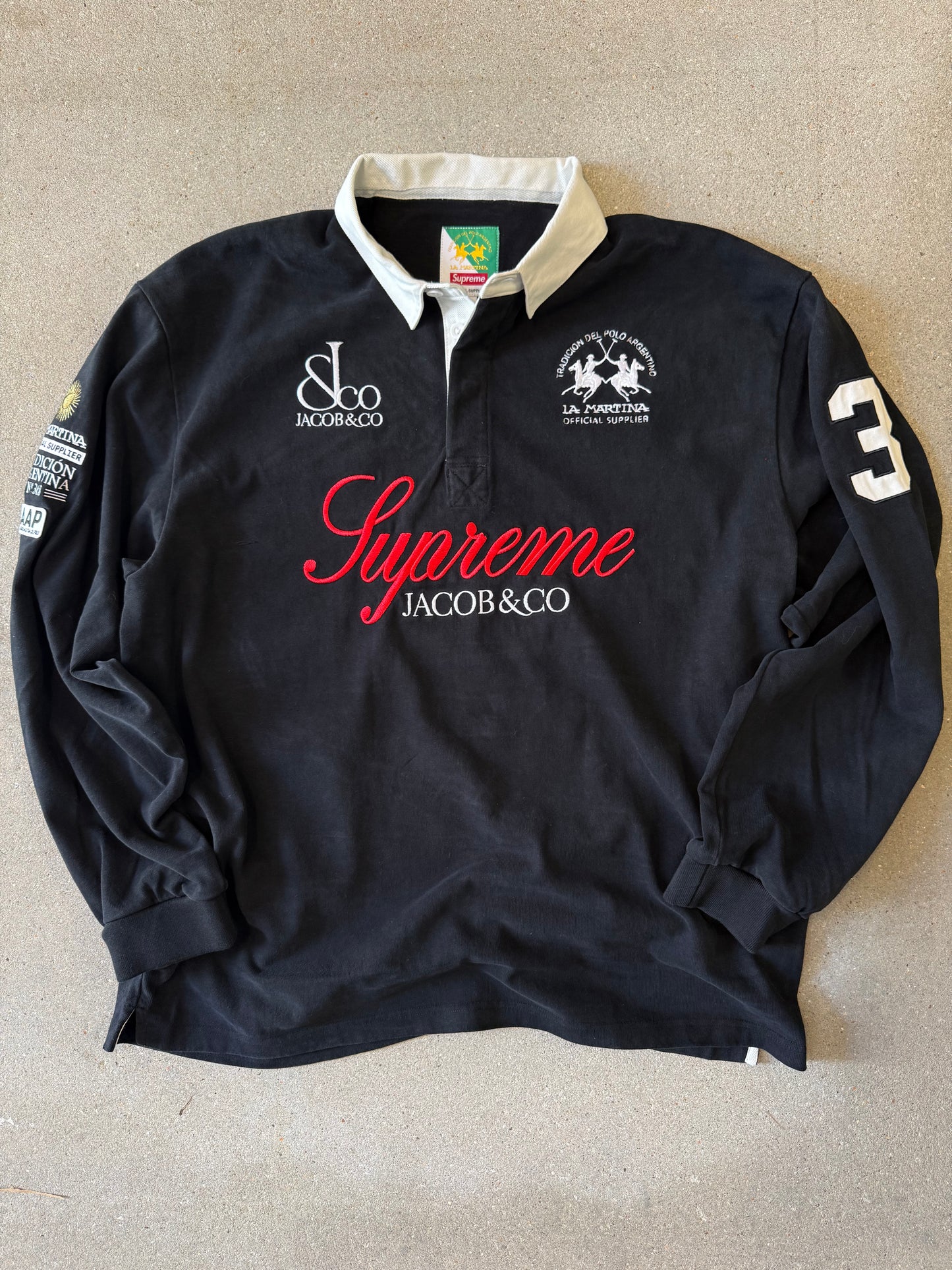 ss26 SUPREME ® La Martina Rugby ls polo Black, Jacob&Co XL
