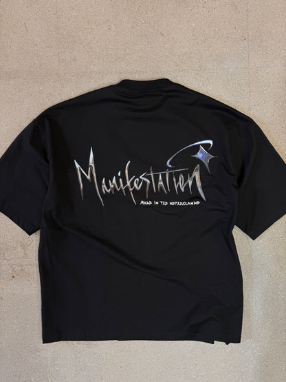 Schwarz/Weißes Manifestation Heavyweight Boxy Statement T-Shirt (hergestellt in NL 🇳🇱)
