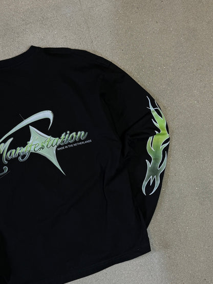 COMING SOON!! Black/Green Manifestation y2k Statement Longsleeve Tee (made in NL 🇳🇱)