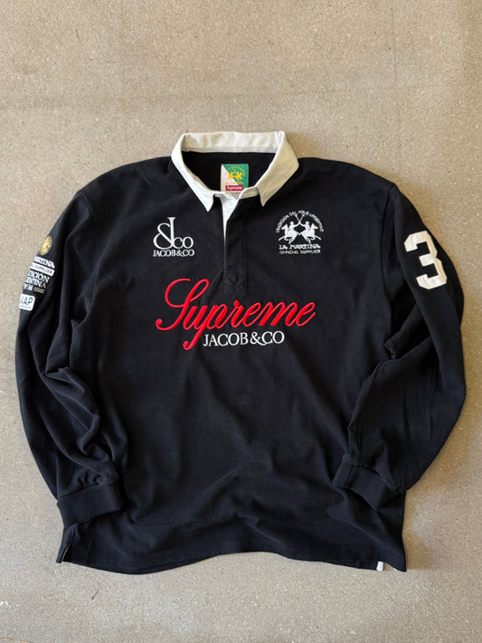 ss26 SUPREME ® La Martina Rugby ls polo Black, Jacob&Co XL