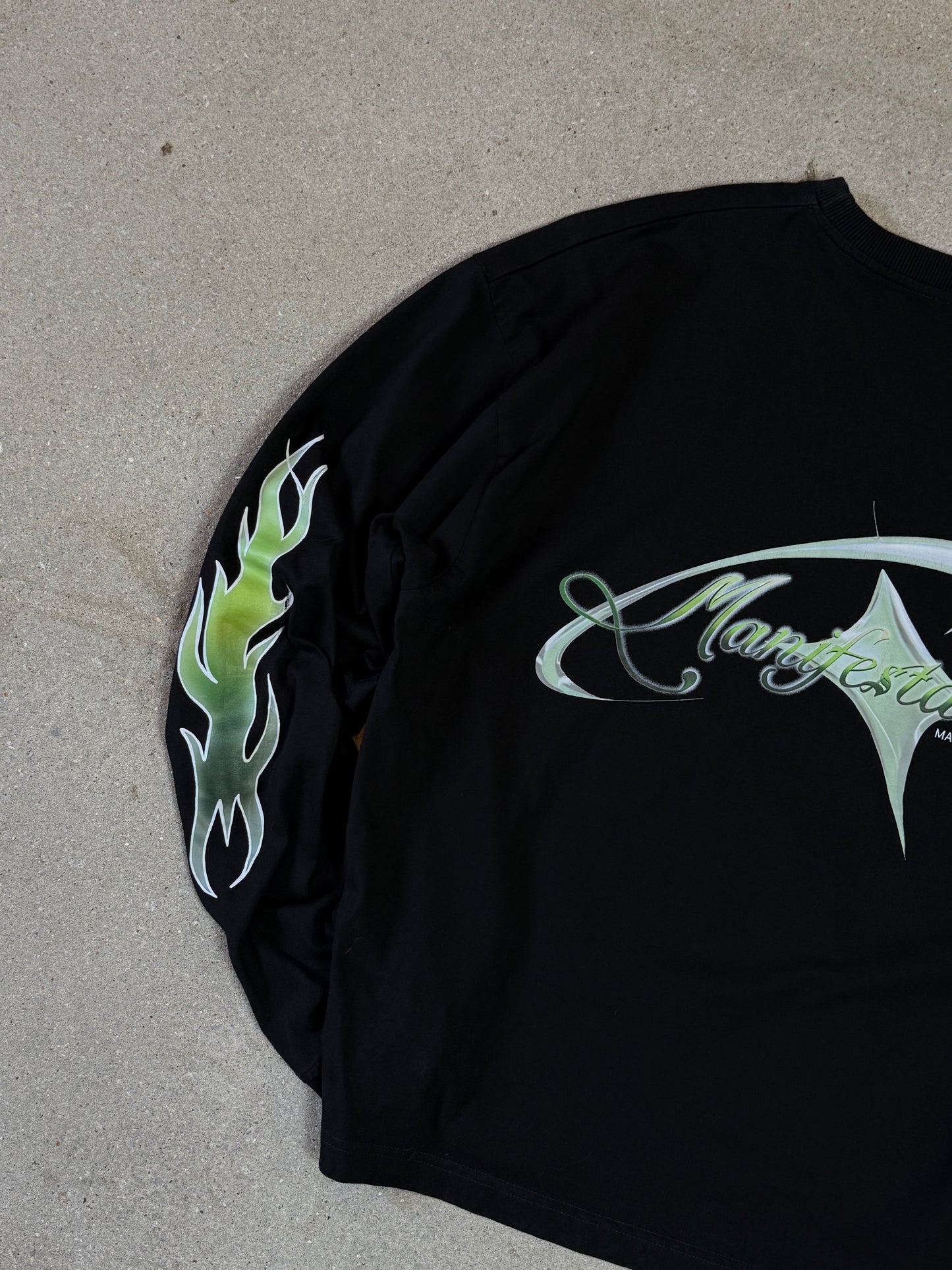 Black/Green Manifestation y2k Statement Longsleeve Tee (made in NL 🇳🇱)