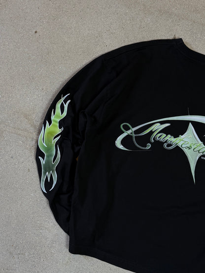Black/Green Manifestation y2k Statement Longsleeve Tee (made in NL 🇳🇱)
