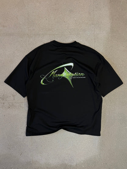 Black/Green Manifestation y2k Lightweight Statement Tee (made in NL 🇳🇱)