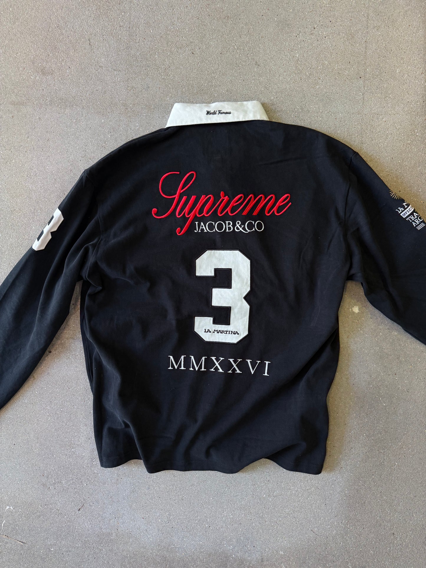ss26 SUPREME ® La Martina Rugby ls polo Black, Jacob&Co XL