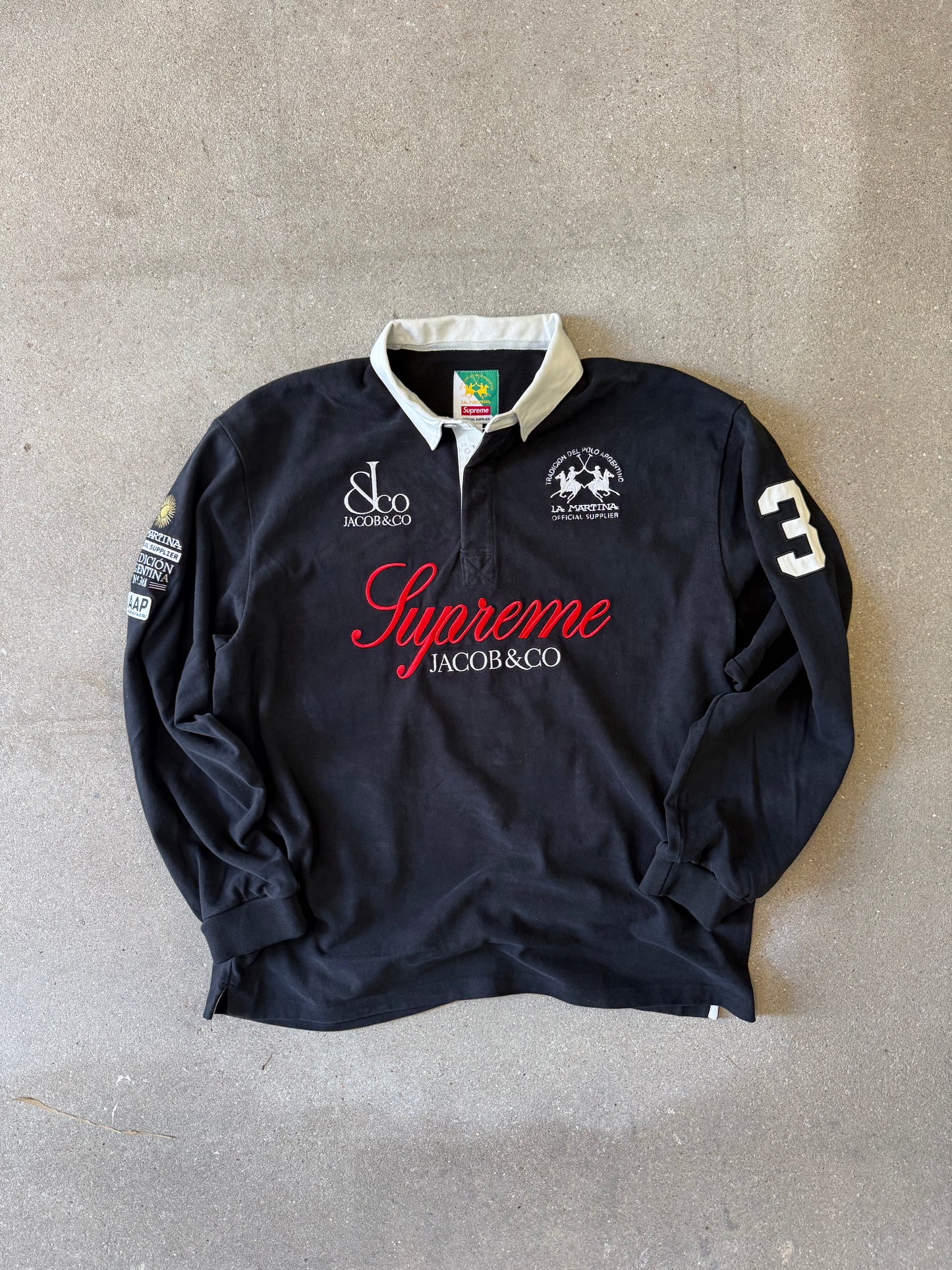 ss26 SUPREME ® La Martina Rugby ls polo Black, Jacob&Co XL