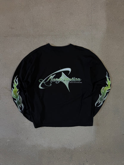 COMING SOON!! Black/Green Manifestation y2k Statement Longsleeve Tee (made in NL 🇳🇱)