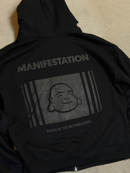 Black Ultra Heavy Statement Zip Hoodie (made in NL 🇳🇱) (600gsm) (slightly cropped)