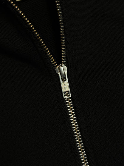 Black Ultra Heavy Statement Zip Hoodie (made in NL 🇳🇱) (600gsm) (slightly cropped)