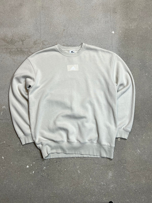 Cremefarbenes Vintage-Sweatshirt mit Adidas-Box-Logo (groß)