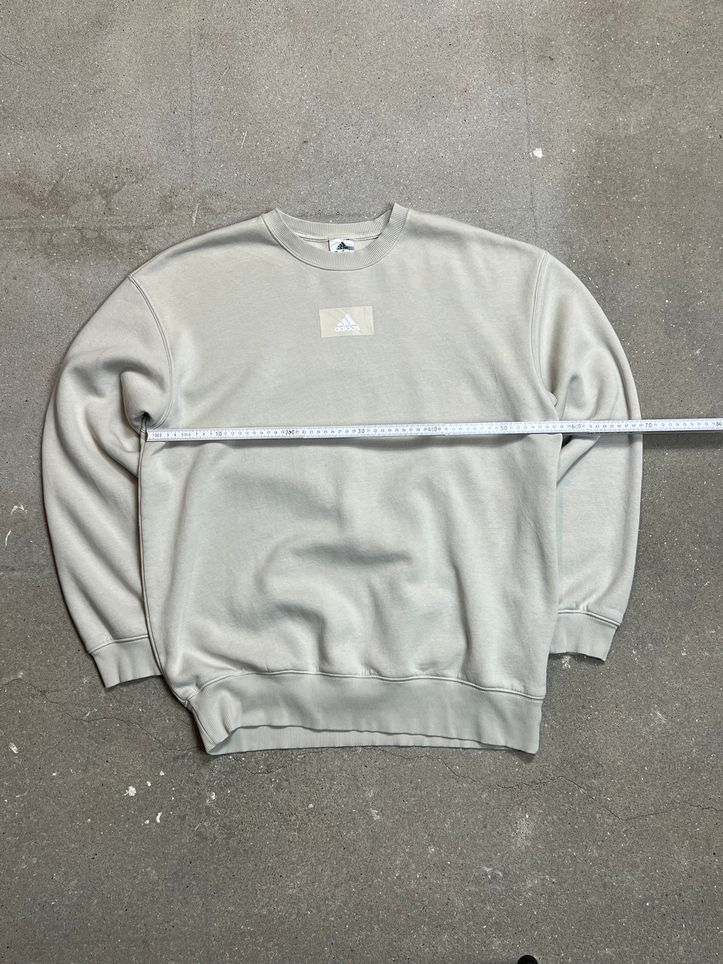 Cremefarbenes Vintage-Sweatshirt mit Adidas-Box-Logo (groß)