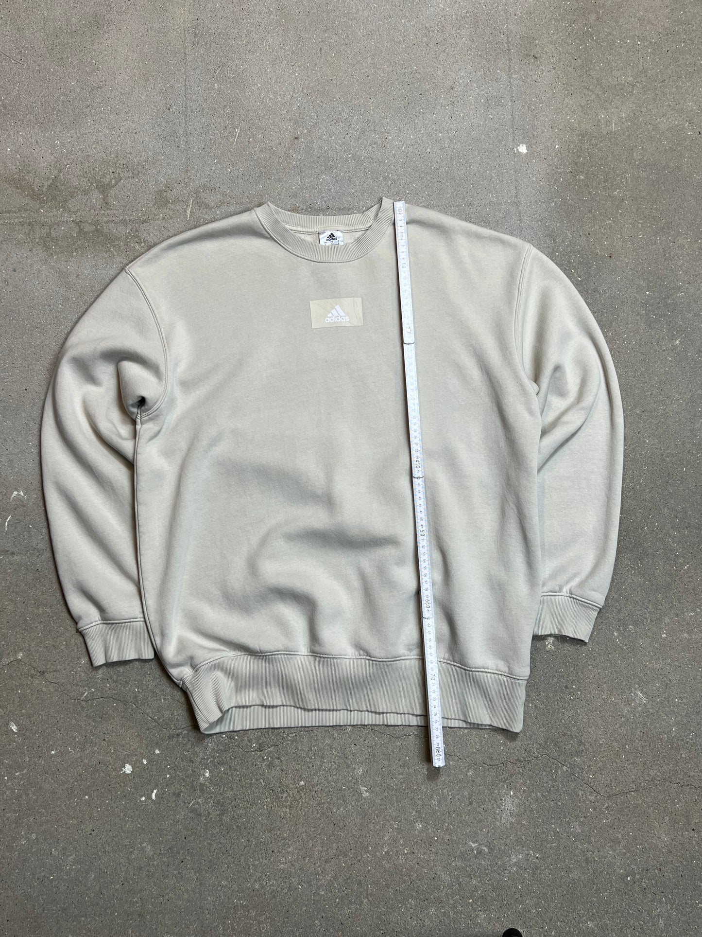 Cremefarbenes Vintage-Sweatshirt mit Adidas-Box-Logo (groß)