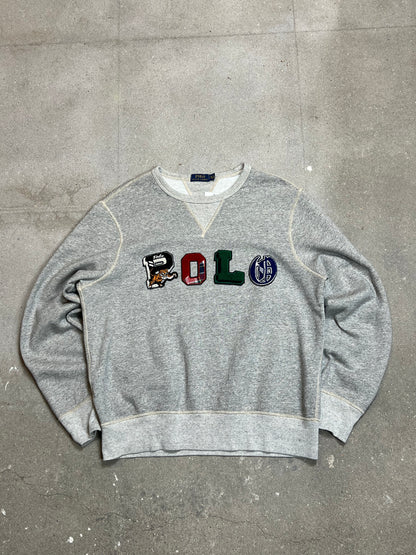 GRAUES VINTAGE RALPH LAUREN POLO SPELLOUT SWEATSHIRT (XL)