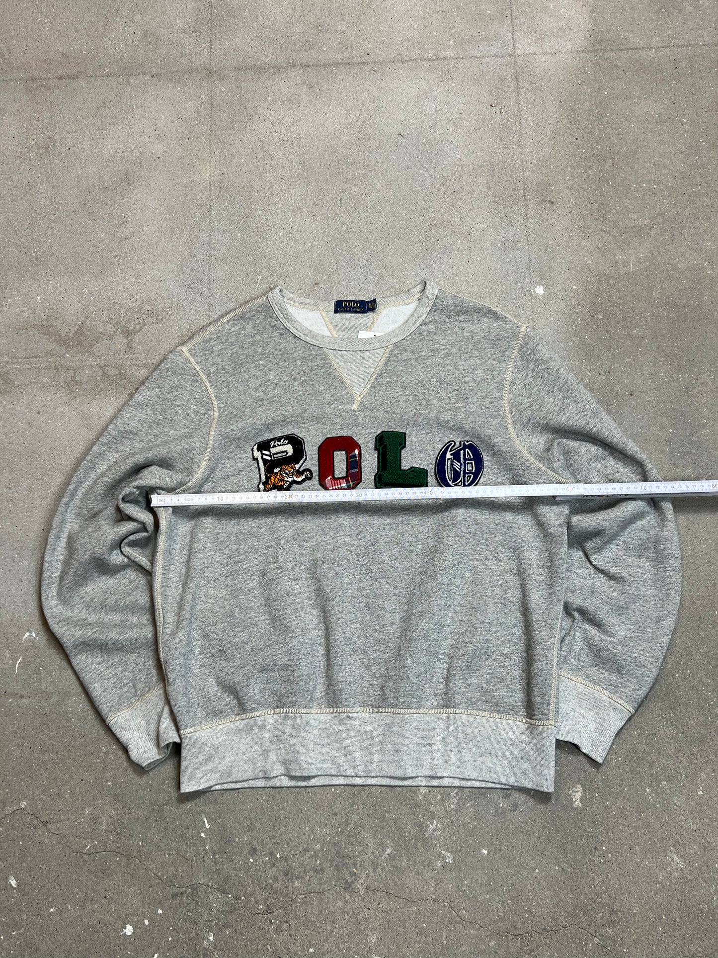 GRAUES VINTAGE RALPH LAUREN POLO SPELLOUT SWEATSHIRT (XL)