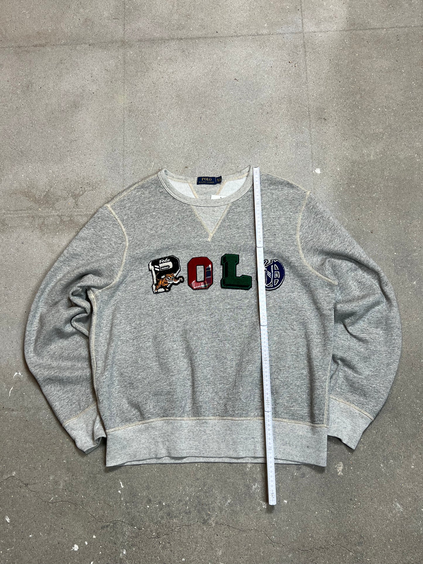 GRAUES VINTAGE RALPH LAUREN POLO SPELLOUT SWEATSHIRT (XL)