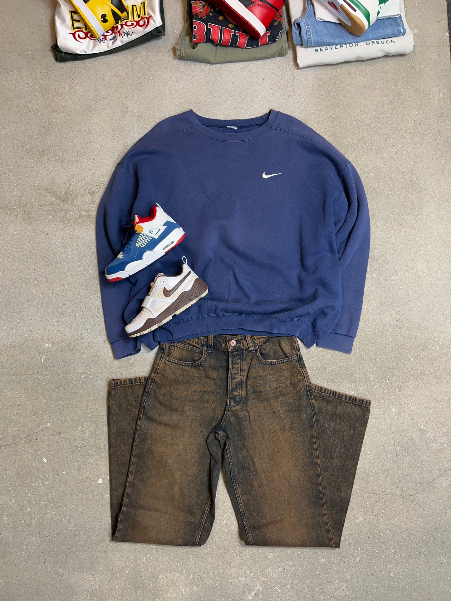 NAVYGRAUES VINTAGE STÜSSY REWORK SWEATSHIRT (XL)