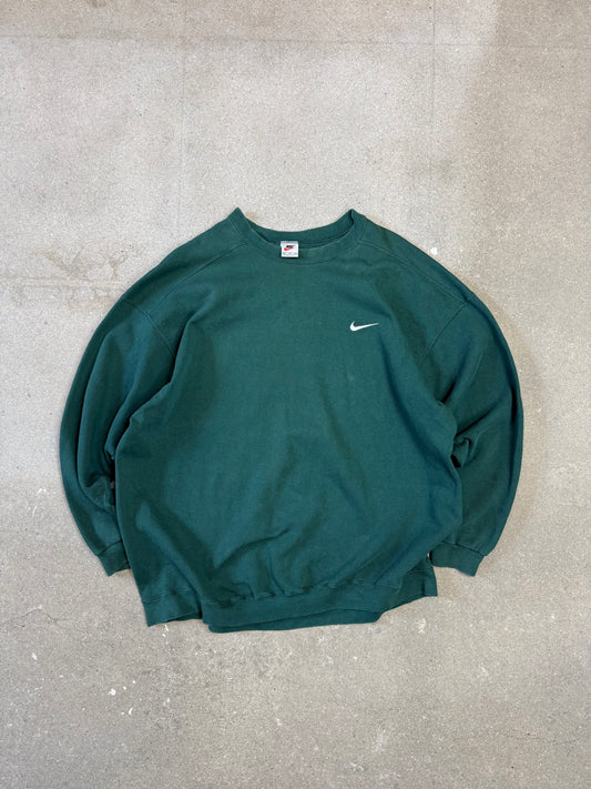 Late 1990s Made in USA Nike Swoosh Embroidery Logo Sweatshirt Forest green (XXL)