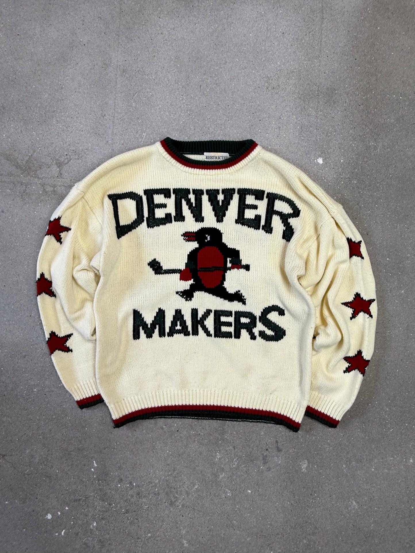 Rare Vintage Denver Makers Coach Union Penguin Boxy Knit in Créme (Size 3. Size L)