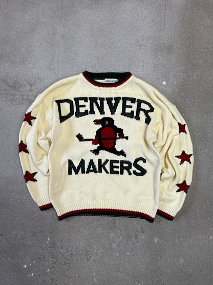 Rare Vintage Denver Makers Coach Union Penguin Boxy Knit in Créme (Size 3. Size L)