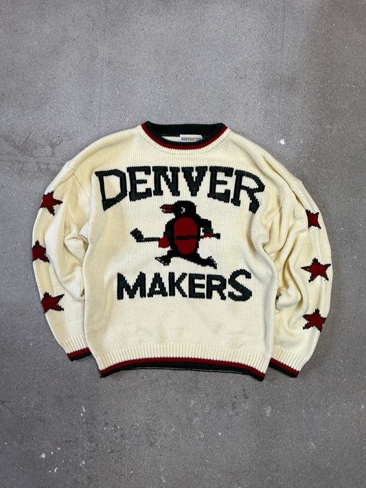 Rare Vintage Denver Makers Coach Union Penguin Boxy Knit in Créme (Size 3. Size L)