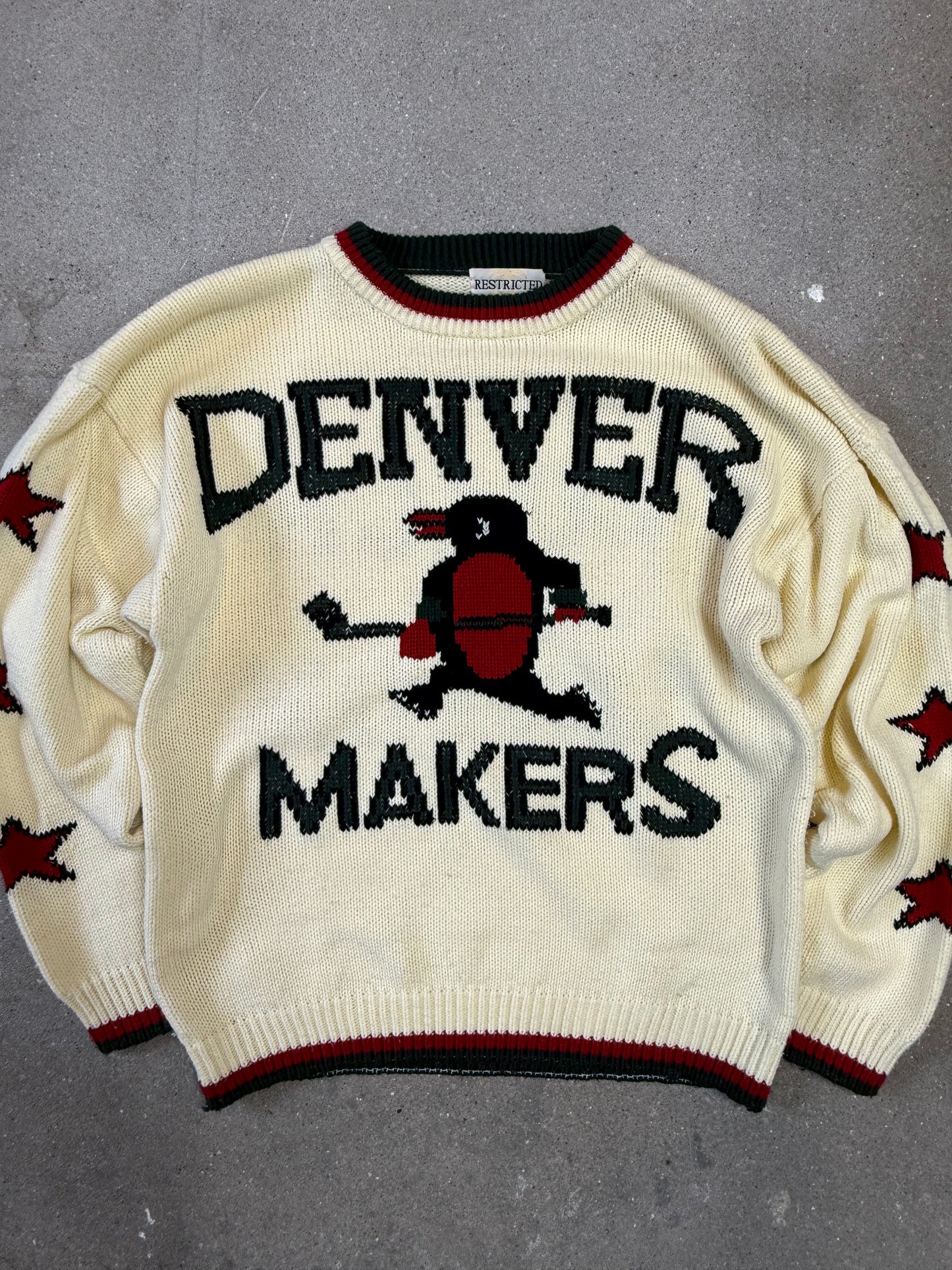 Rare Vintage Denver Makers Coach Union Penguin Boxy Knit in Créme (Size 3. Size L)