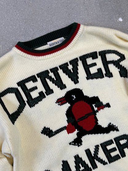 Rare Vintage Denver Makers Coach Union Penguin Boxy Knit in Créme (Size 3. Size L)