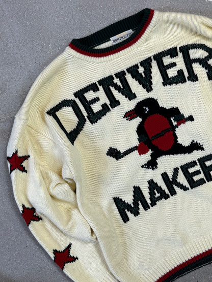 Rare Vintage Denver Makers Coach Union Penguin Boxy Knit in Créme (Size 3. Size L)