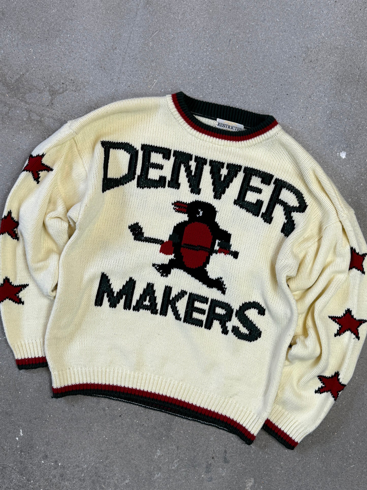 Rare Vintage Denver Makers Coach Union Penguin Boxy Knit in Créme (Size 3. Size L)