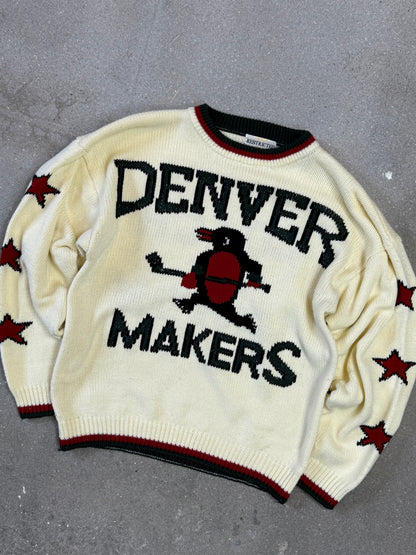Rare Vintage Denver Makers Coach Union Penguin Boxy Knit in Créme (Size 3. Size L)