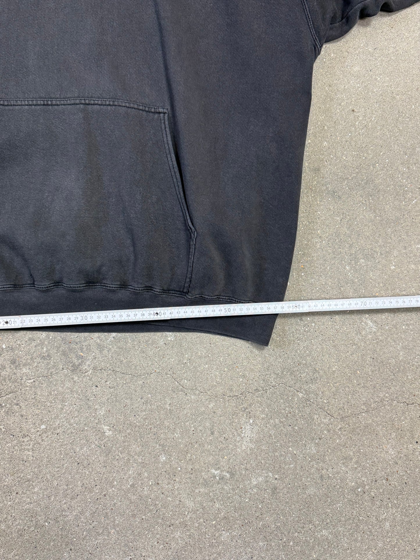Rare Late 1990s Washed Black Made in USA Nike Swoosh Embroidery Logo Hoodie (XXL)