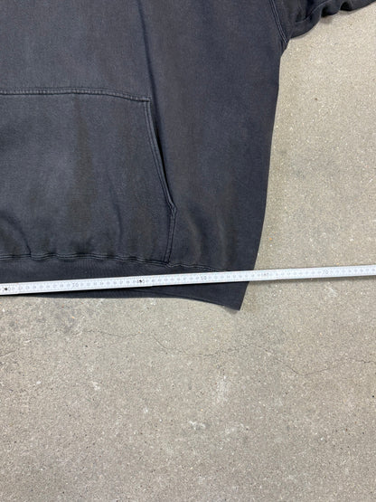 Rare Late 1990s Washed Black Made in USA Nike Swoosh Embroidery Logo Hoodie (XXL)