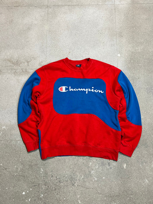 CHAMPION SPELL-OUT RENEWED UPCYCLED  SWEATSHIRT (XL)