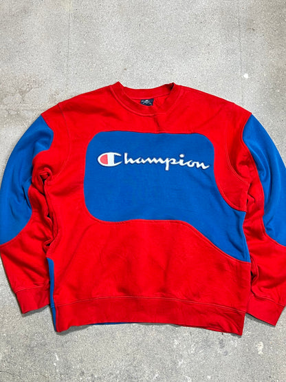 CHAMPION SPELL-OUT RENEWED UPCYCLED  SWEATSHIRT (XL)