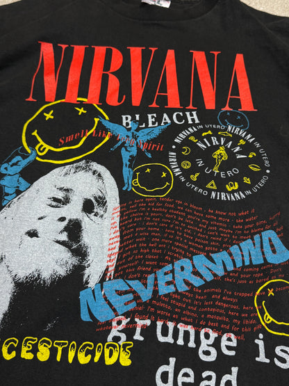 1990s Sof Tee Tee Jays Nirvana Grunge is dead Kurt Cobain 1967-1994 Longsleeve Tee (XL) (Rare)