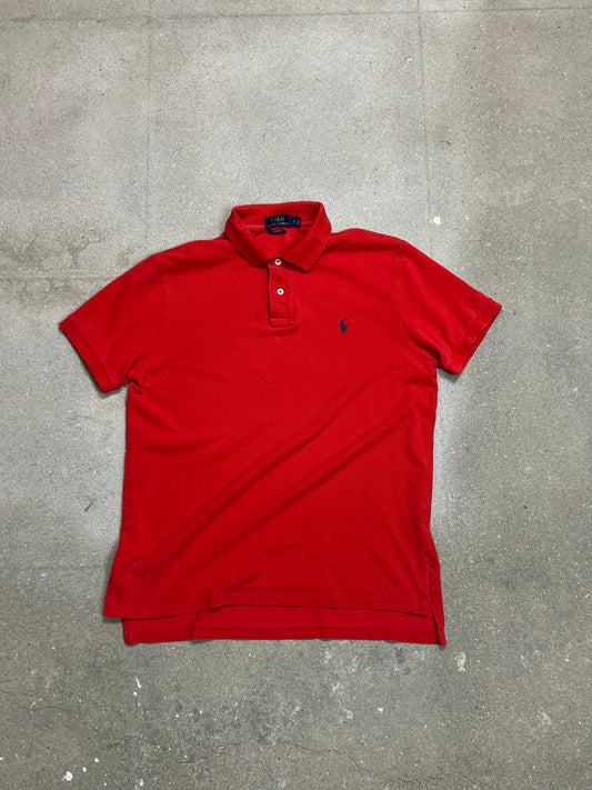 RED RALPH LAUREN CUSTOM FIT PIQUE POLO (LARGE)