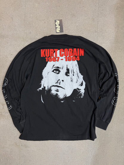 1990s Sof Tee Tee Jays Nirvana Grunge is dead Kurt Cobain 1967-1994 Longsleeve Tee (XL) (Rare)