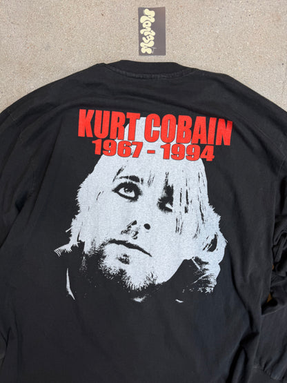 1990s Sof Tee Tee Jays Nirvana Grunge is dead Kurt Cobain 1967-1994 Longsleeve Tee (XL) (Rare)