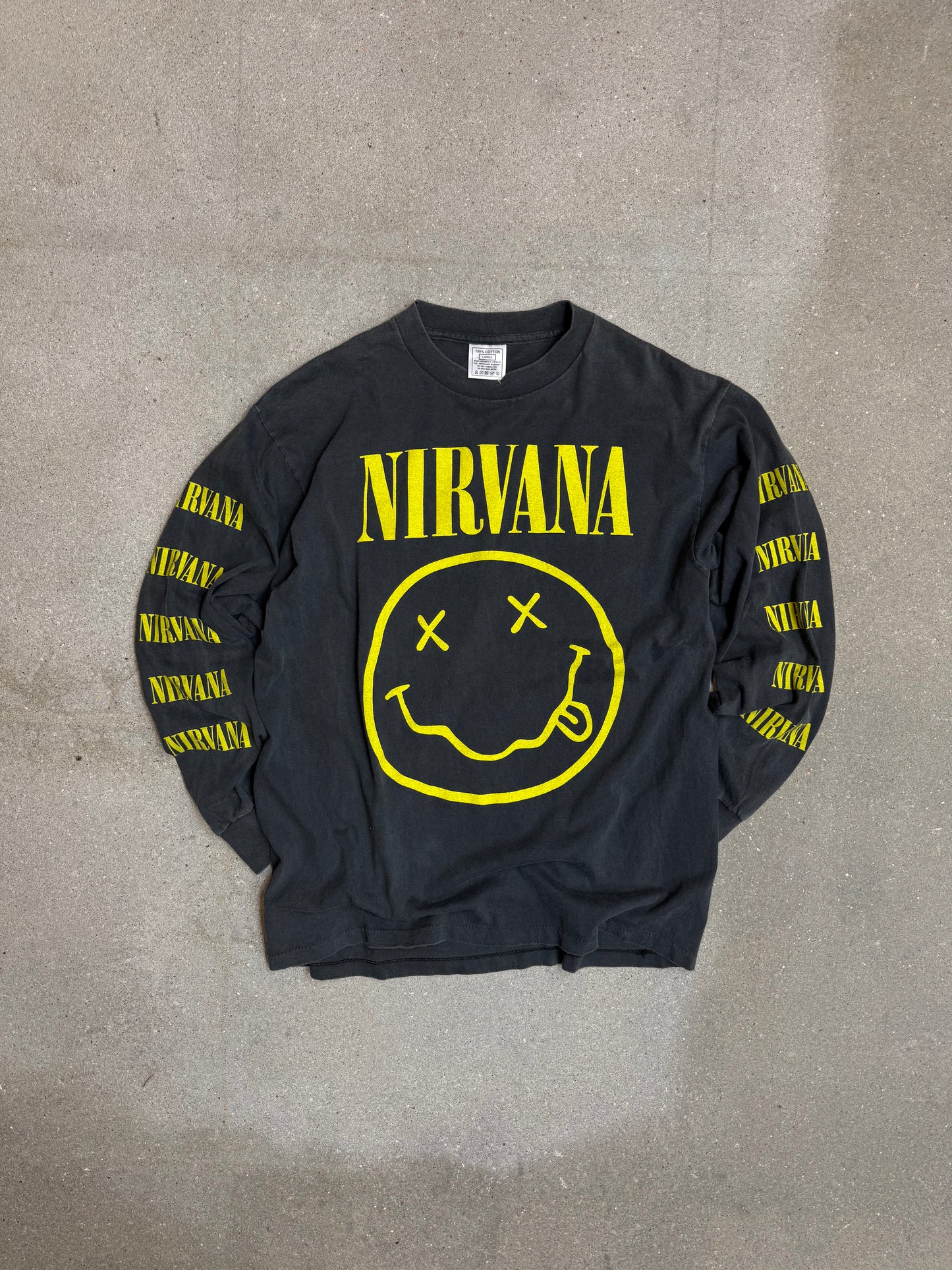 1990s  Nirvana Smiley Longsleeve Tee (Large)