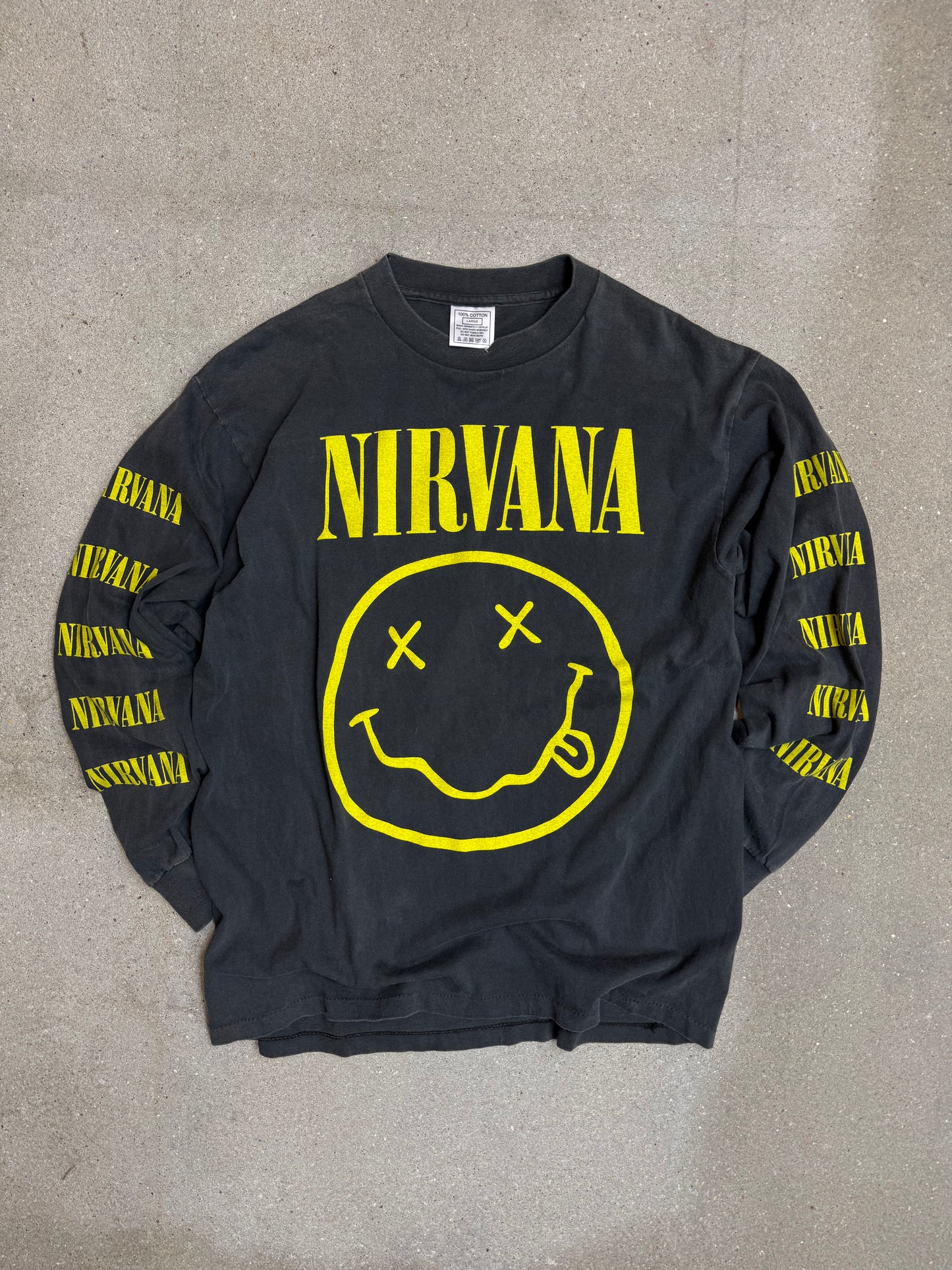 1990s  Nirvana Smiley Longsleeve Tee (Large)