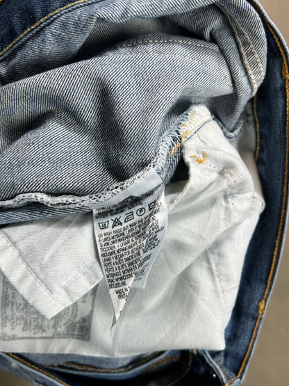 Levi's 501 Jeans Mittelalter, ausgewaschener, reparierter Vintage-Denim (W34" L36)