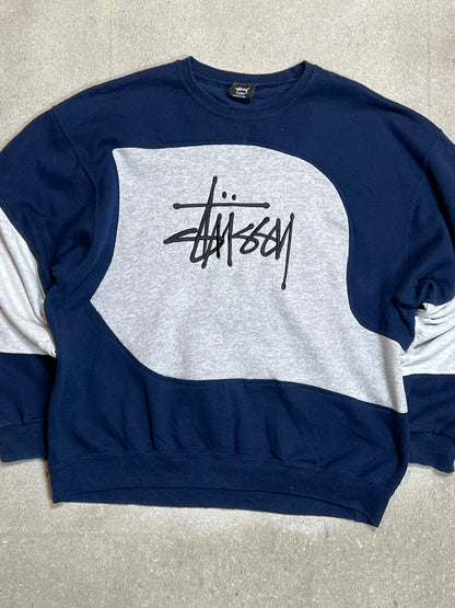 NAVYGRAUES VINTAGE STÜSSY REWORK SWEATSHIRT (XL)