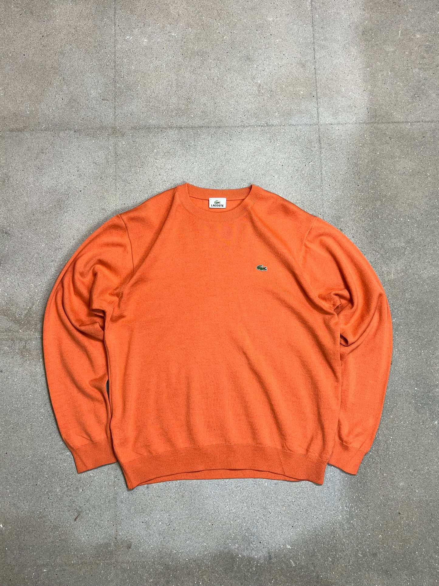 PFIRSICH ORANGE VINTAGE LACOSTE O-AUSSCHNITT STRICK (5 / GROß)