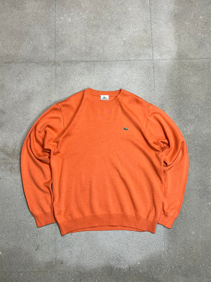 PFIRSICH ORANGE VINTAGE LACOSTE O-AUSSCHNITT STRICK (5 / GROß)