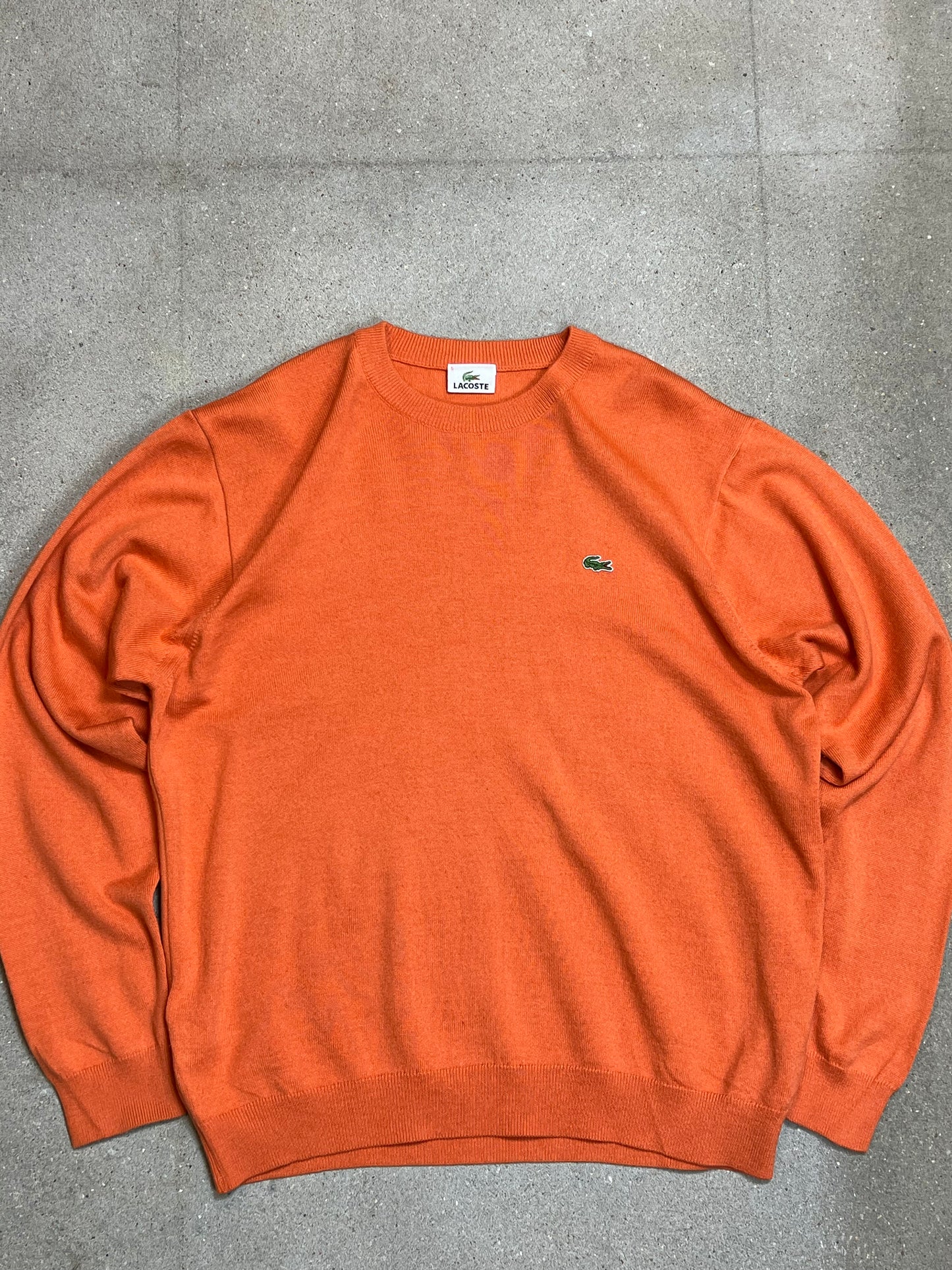PFIRSICH ORANGE VINTAGE LACOSTE O-AUSSCHNITT STRICK (5 / GROß)
